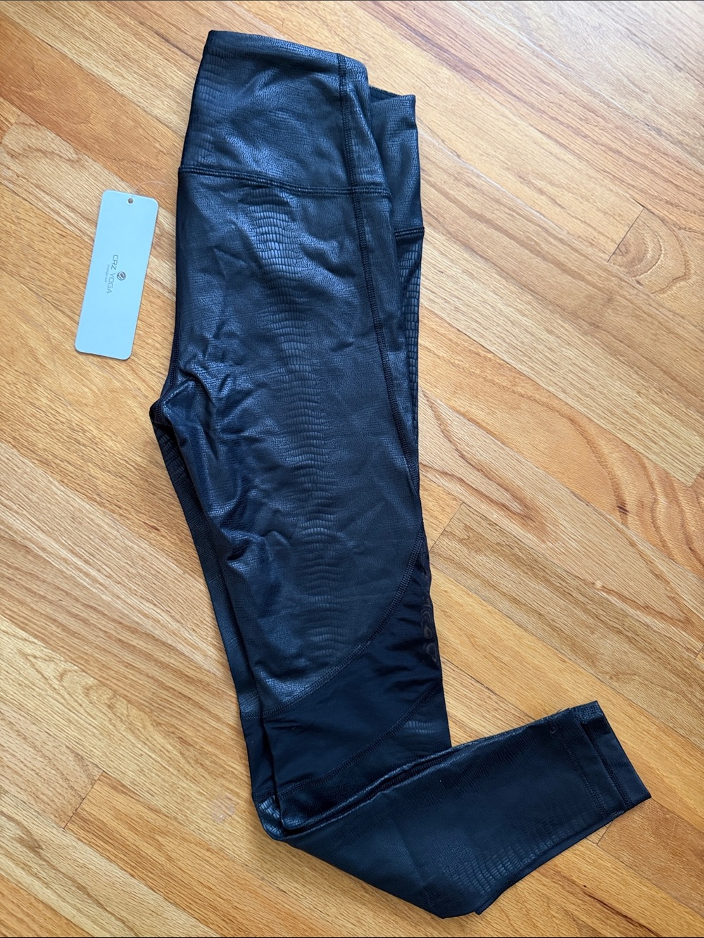 CRZ YOGA Black Faux-Leather Leggings